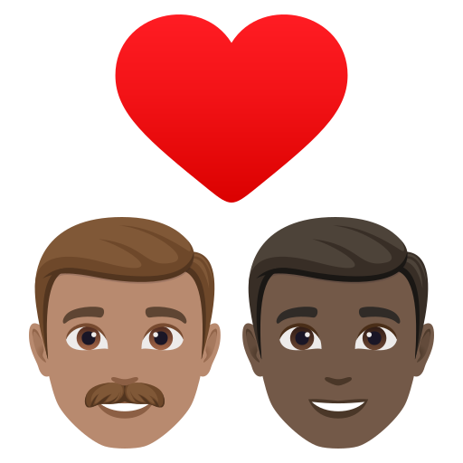 Casal Apaixonado: Homem, Homem, Pele Morena, Pele Escura para JoyPixels 10.0