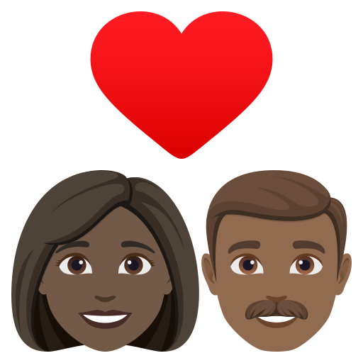 Casal Apaixonado: Mulher, Homem, Pele Escura, Pele Morena Escura para JoyPixels 10.0