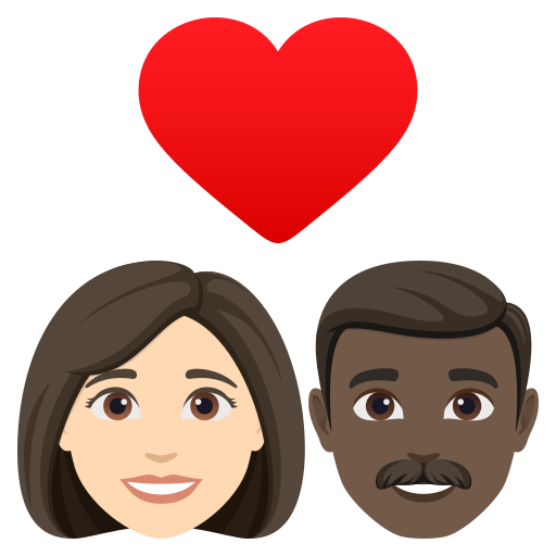 Casal Apaixonado: Mulher, Homem, Pele Clara, Pele Escura para JoyPixels 10.0