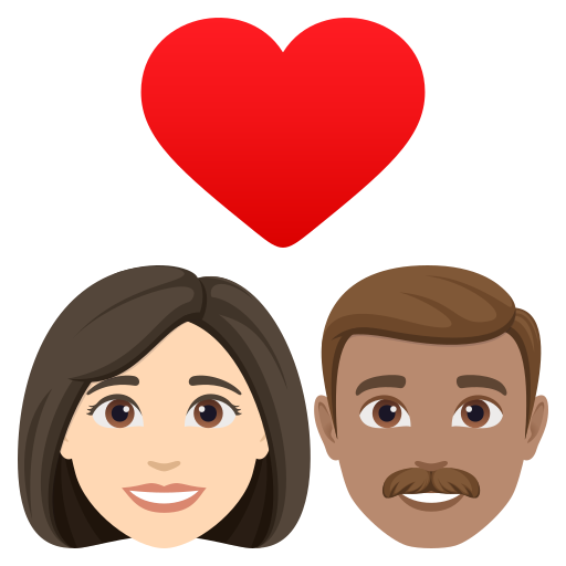 Casal Apaixonado: Mulher, Homem, Pele Clara, Pele Morena para JoyPixels 10.0