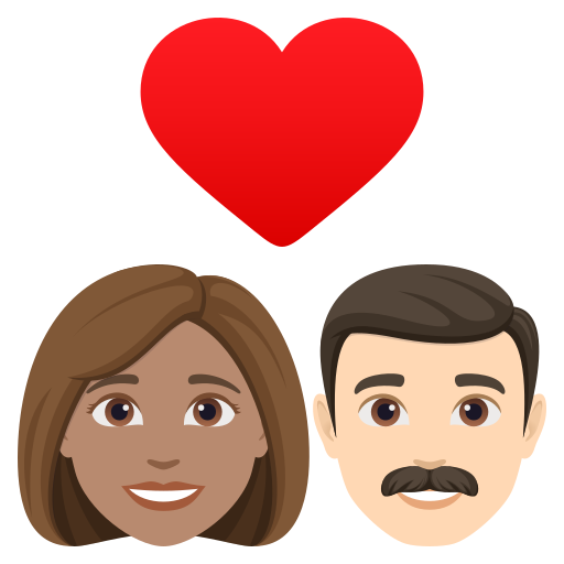 Casal Apaixonado: Mulher, Homem, Pele Morena, Pele Clara para JoyPixels 10.0