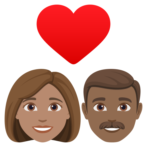 Casal Apaixonado: Mulher, Homem, Pele Morena, Pele Morena Escura para JoyPixels 10.0