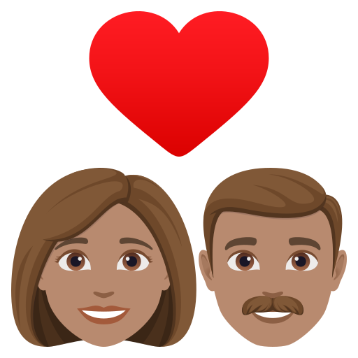 Casal Apaixonado: Mulher, Homem, Pele Morena para JoyPixels 10.0