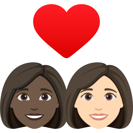Casal Apaixonado: Mulher, Mulher, Pele Escura, Pele Clara para JoyPixels 10.0