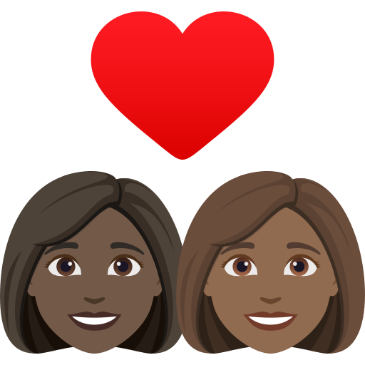 Casal Apaixonado: Mulher, Mulher, Pele Escura, Pele Morena Escura para JoyPixels 10.0