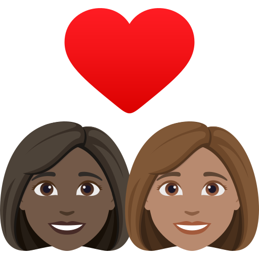 Закохана пара: жінка жінка дуже темний тон шкіри середній тон шкіри для JoyPixels 10.0