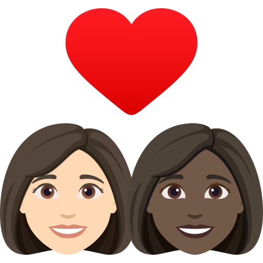 Casal Apaixonado: Mulher, Mulher, Pele Clara, Pele Escura para JoyPixels 10.0