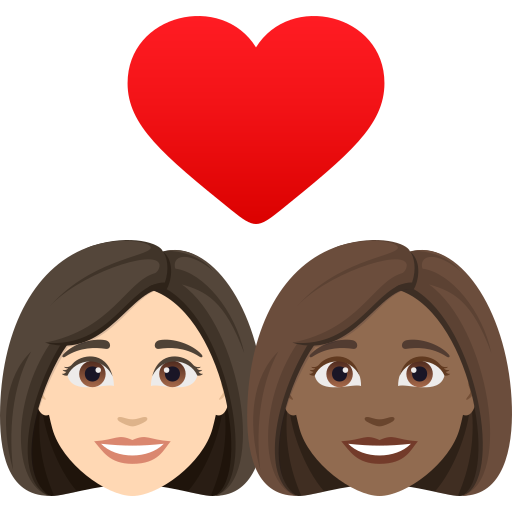 Casal Apaixonado: Mulher, Mulher, Pele Clara, Pele Morena Escura para JoyPixels 10.0