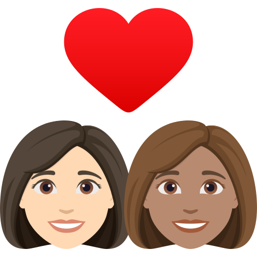 Закохана пара: жінка жінка дуже світлий тон шкіри середній тон шкіри для JoyPixels 10.0
