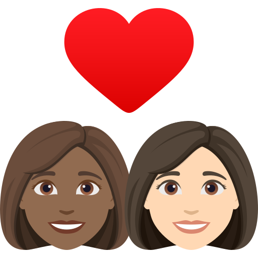 Casal Apaixonado: Mulher, Mulher, Pele Morena Escura, Pele Clara para JoyPixels 10.0