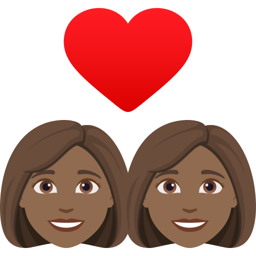 Casal Apaixonado: Mulher, Mulher, Pele Morena Escura para JoyPixels 10.0