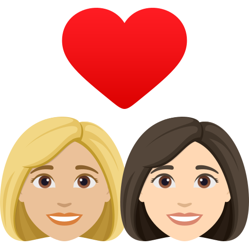 Casal Apaixonado: Mulher, Mulher, Pele Morena Clara, Pele Clara para JoyPixels 10.0