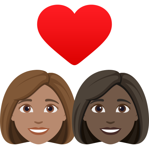 Casal Apaixonado: Mulher, Mulher, Pele Morena, Pele Escura para JoyPixels 10.0