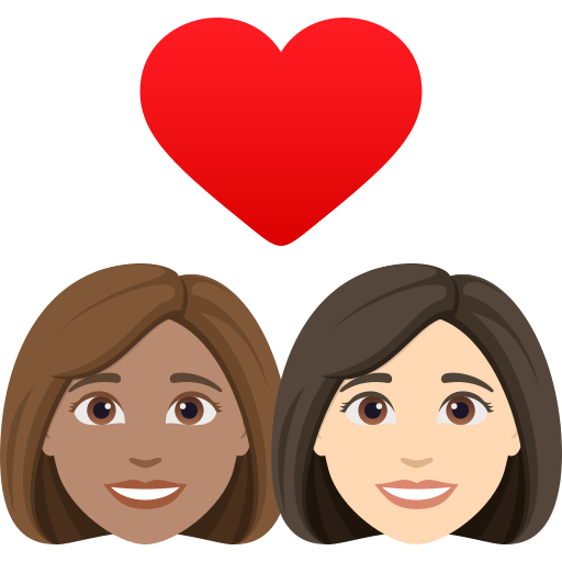 Casal Apaixonado: Mulher, Mulher, Pele Morena, Pele Clara para JoyPixels 10.0