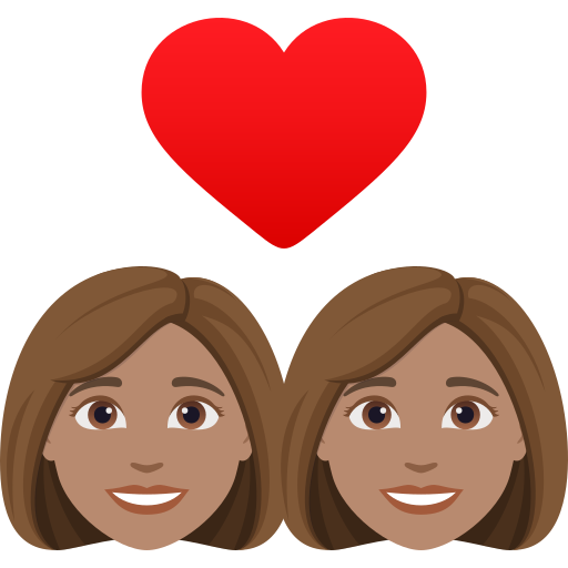 Casal Apaixonado: Mulher, Mulher, Pele Morena para JoyPixels 10.0