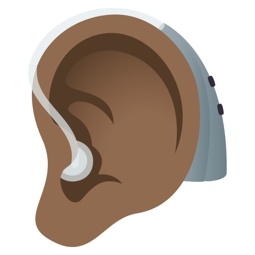 Вухо зі слуховим апаратом: темний тон шкіри для JoyPixels 10.0