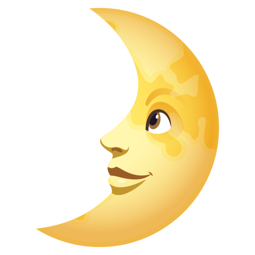 Місяць у першій чверті з обличчям для JoyPixels 10.0