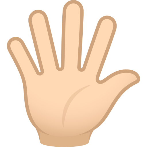 Mão Aberta Com Os Dedos Separados: Pele Clara para JoyPixels 10.0