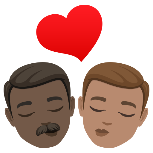 Beijo: Homem, Homem, Pele Escura, Pele Morena para JoyPixels 10.0