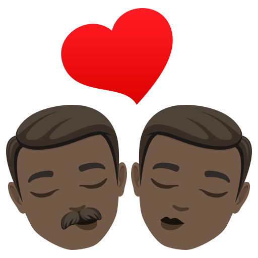 Поцілунок: чоловік чоловік дуже темний тон шкіри для JoyPixels 10.0