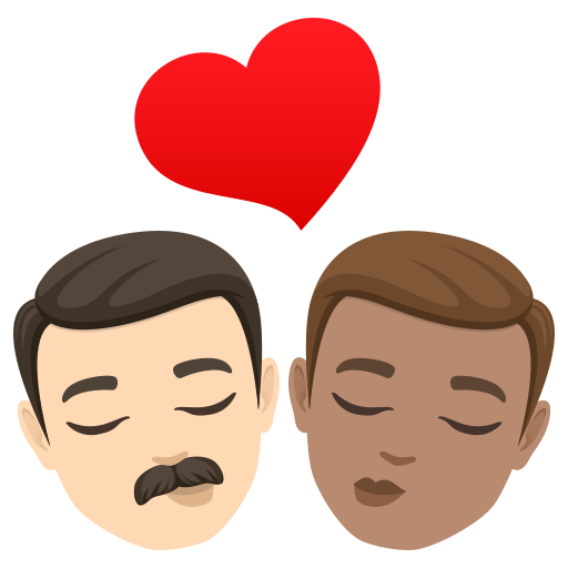 Beijo: Homem, Homem, Pele Clara, Pele Morena para JoyPixels 10.0