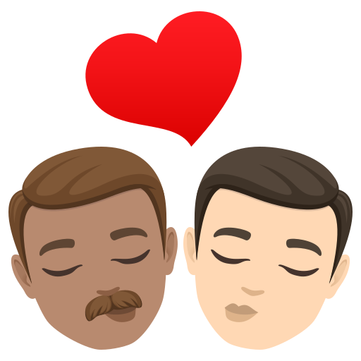 Beijo: Homem, Homem, Pele Morena, Pele Clara para JoyPixels 10.0