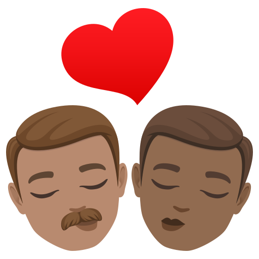 Beijo: Homem, Homem, Pele Morena, Pele Morena Escura para JoyPixels 10.0