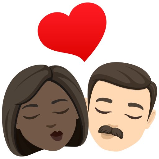 Beijo: Mulher, Homem, Pele Escura, Pele Clara para JoyPixels 10.0