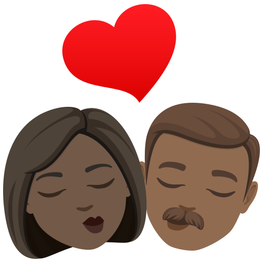 Beijo: Mulher, Homem, Pele Escura, Pele Morena Escura para JoyPixels 10.0