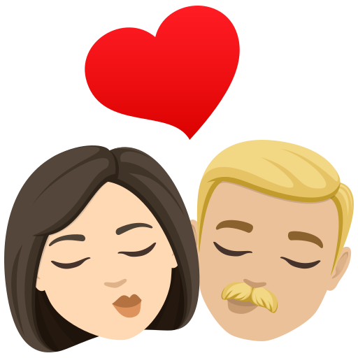 Beijo: Mulher, Homem, Pele Clara, Pele Morena Clara para JoyPixels 10.0