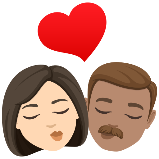 Beijo: Mulher, Homem, Pele Clara, Pele Morena para JoyPixels 10.0