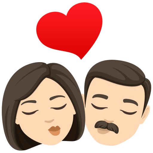 Beijo: Mulher, Homem, Pele Clara para JoyPixels 10.0