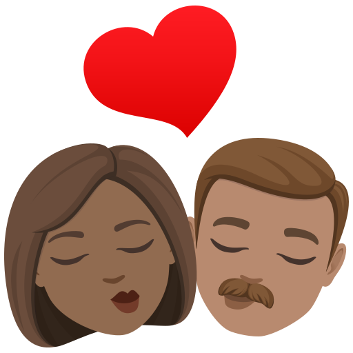 Beijo: Mulher, Homem, Pele Morena Escura, Pele Morena para JoyPixels 10.0
