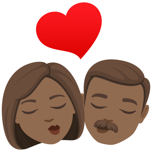 Beijo: Mulher, Homem, Pele Morena Escura para JoyPixels 10.0