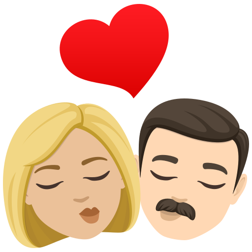 Beijo: Mulher, Homem, Pele Morena Clara, Pele Clara para JoyPixels 10.0