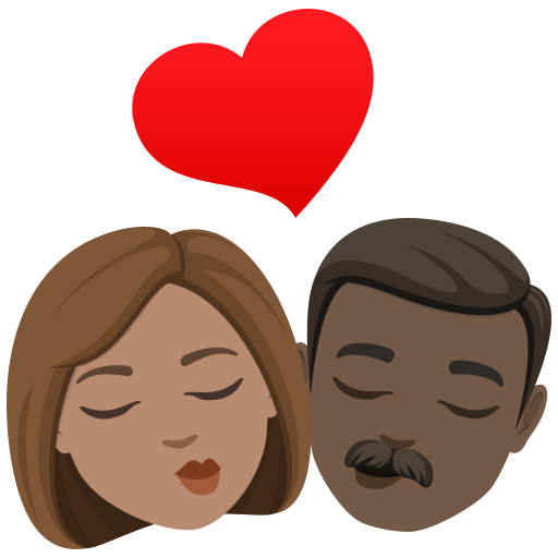 Beijo: Mulher, Homem, Pele Morena, Pele Escura para JoyPixels 10.0