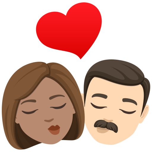 Beijo: Mulher, Homem, Pele Morena, Pele Clara para JoyPixels 10.0