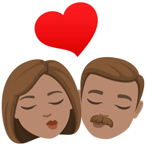 Beijo: Mulher, Homem, Pele Morena para JoyPixels 10.0