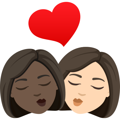 Beijo: Mulher, Mulher, Pele Escura, Pele Clara para JoyPixels 10.0