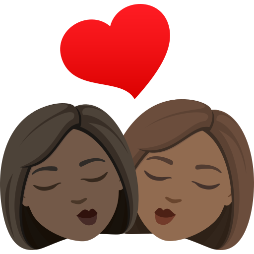 Beijo: Mulher, Mulher, Pele Escura, Pele Morena Escura para JoyPixels 10.0