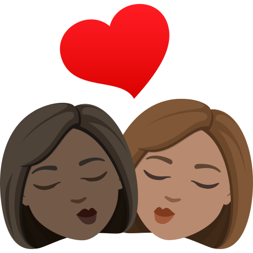 Beijo: Mulher, Mulher, Pele Escura, Pele Morena para JoyPixels 10.0