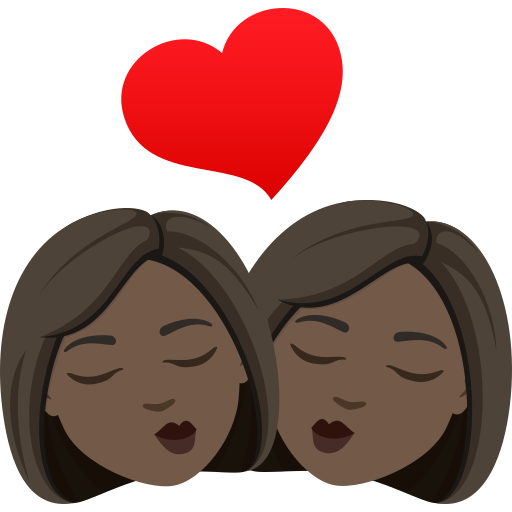 Beijo: Mulher, Mulher, Pele Escura para JoyPixels 10.0