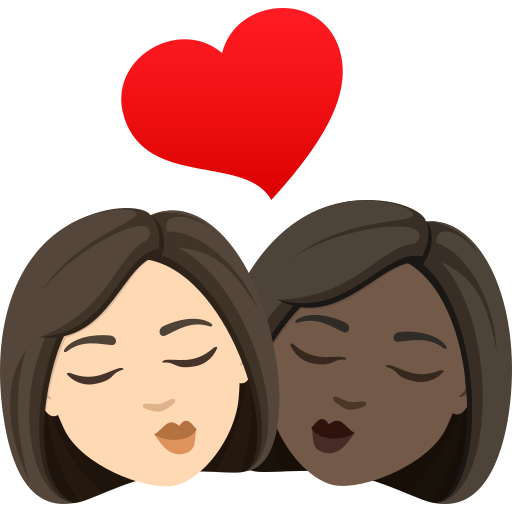 Beijo: Mulher, Mulher, Pele Clara, Pele Escura para JoyPixels 10.0