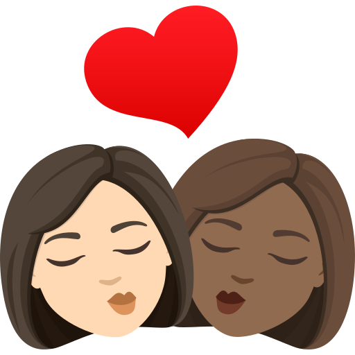 Beijo: Mulher, Mulher, Pele Clara, Pele Morena Escura para JoyPixels 10.0