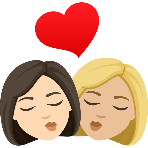 Beijo: Mulher, Mulher, Pele Clara, Pele Morena Clara para JoyPixels 10.0