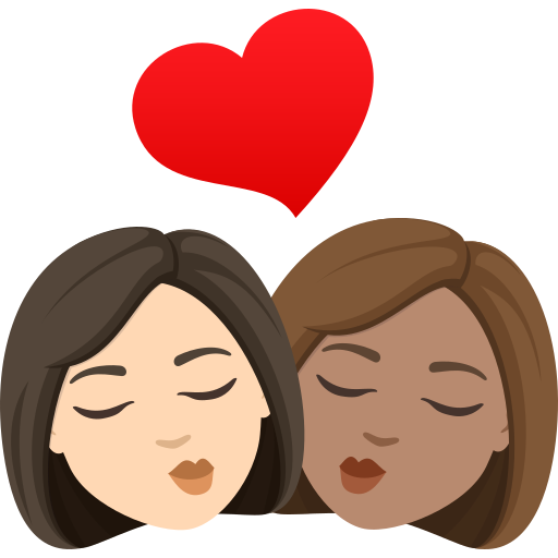 Beijo: Mulher, Mulher, Pele Clara, Pele Morena para JoyPixels 10.0