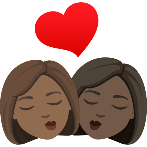 Beijo: Mulher, Mulher, Pele Morena Escura, Pele Escura para JoyPixels 10.0