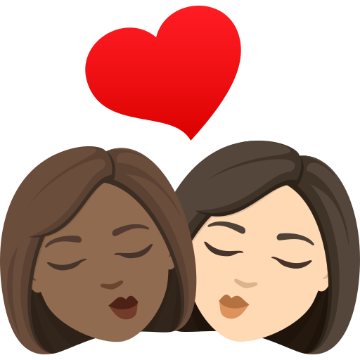 Beijo: Mulher, Mulher, Pele Morena Escura, Pele Clara para JoyPixels 10.0