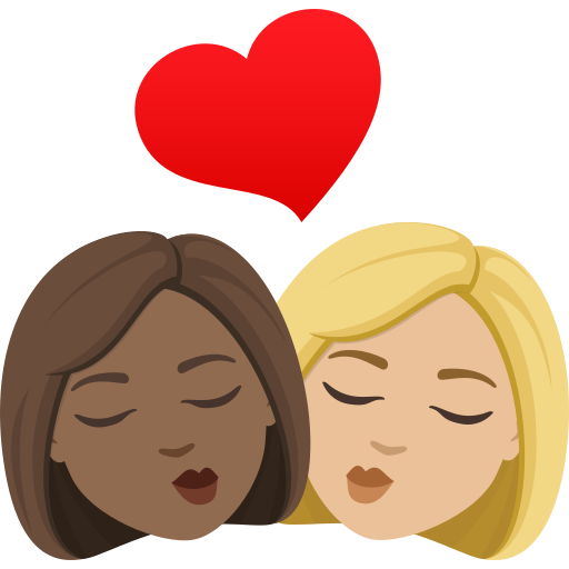 Beijo: Mulher, Mulher, Pele Morena Escura, Pele Morena Clara para JoyPixels 10.0