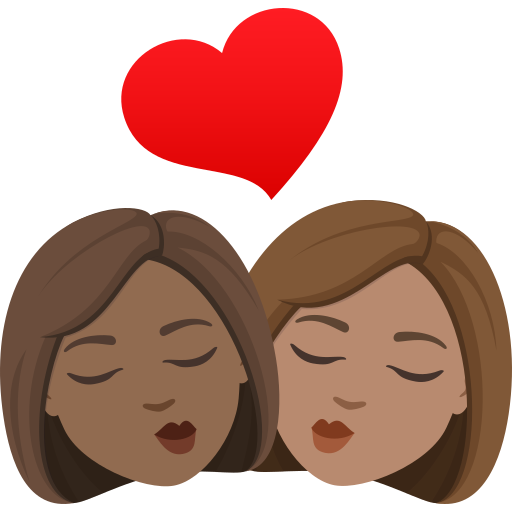 Beijo: Mulher, Mulher, Pele Morena Escura, Pele Morena para JoyPixels 10.0